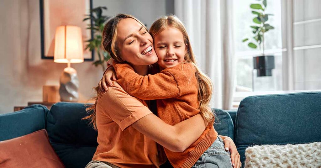 affectionate woman and girl